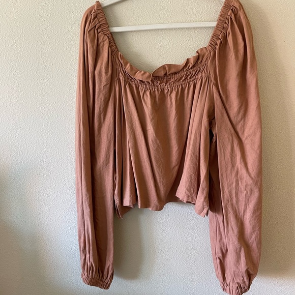 OPEN EDIT LINEN CROP BLOUSE - Picture 1 of 5